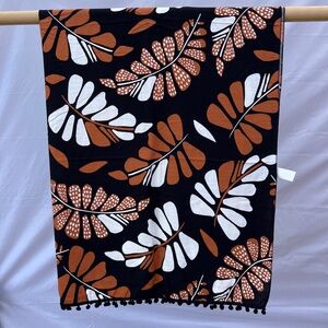 Sarong/Coverup/Canga - Tri Color Fern w/Black Poms
